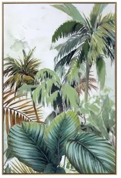 36" x 24" Three Palm Trees Framed Tropical Canvas