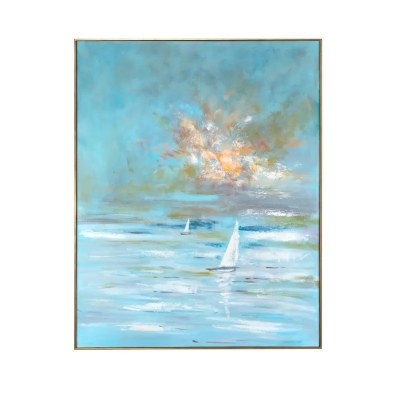 61" x 49" Serene Sails Framed Coastal Canvas