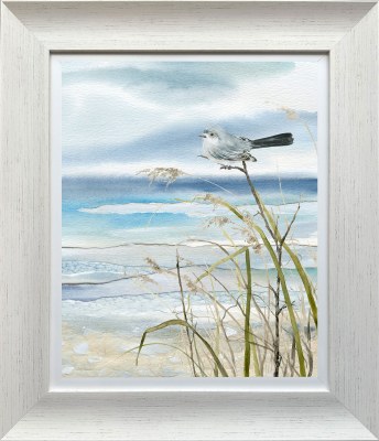 30" x 26" Songbird at the Beach 1 Coastal Gel Framed Print