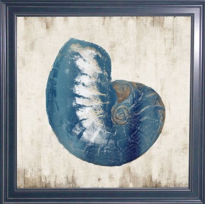 32" Sq Dark Blue Nautilus Coastal Gel Framed Print