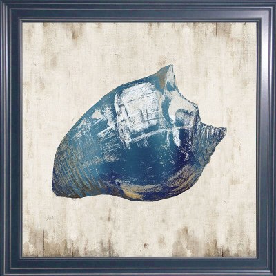 32" Sq Dark Blue Conch Coastal Gel Framed Print