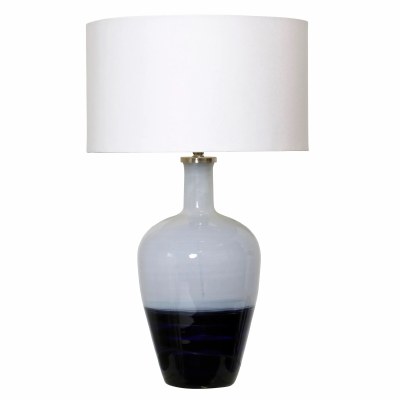 31" White and Navy Glass Table Lamp