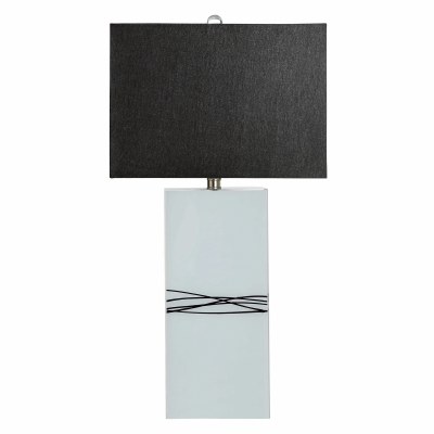 29" White With Black Lines Table Lamp