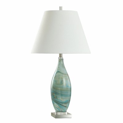 33" Veridian Blue Glass Table Lamp