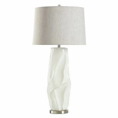 30" White Freeform Ceramic Table Lamp