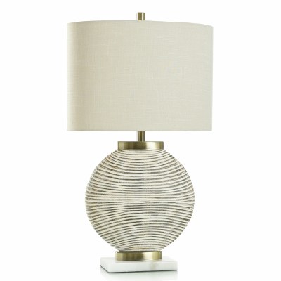 29" Cream Ribbed Disk Table Lamp