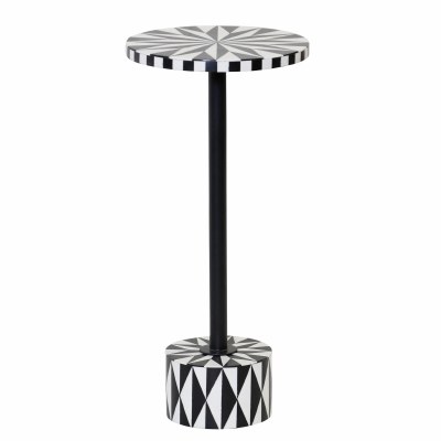 10" Round Black and White Mosaic End Table