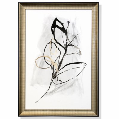 41" x 29" Gold Leaves 1 Framed Print Under Glass