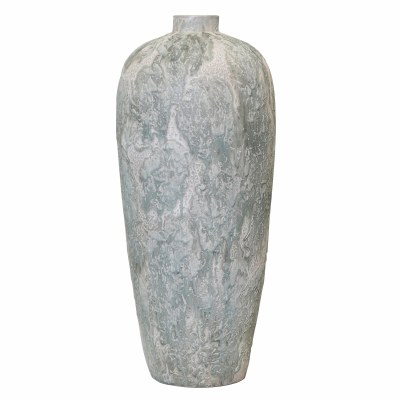 27" Light Green Textured Ceramic Vase