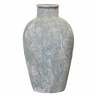 16" Light Green Textured Ceramic Vase