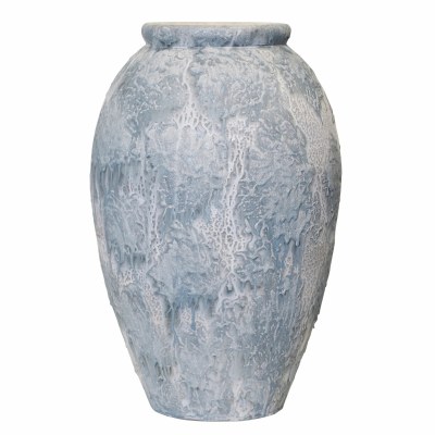 24" Light Blue Textured Ceramic Vase