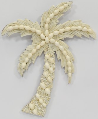 12" White Shells Palm Tree Coastal Wall Art Plaque