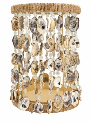 15" Oyster Shell and Glass Bead Lantern