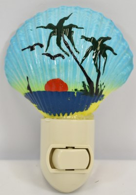 Palm Trees Painted on a Shell Nightlight