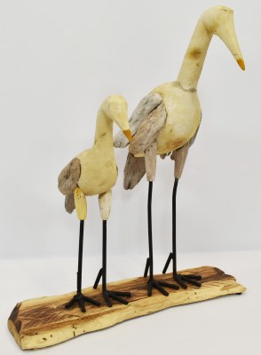 18" White Egret Pair on Driftwood