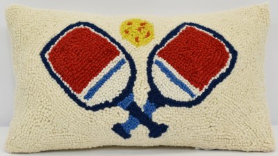 9" x 16" Hooked Decorative Pickleball Pillow