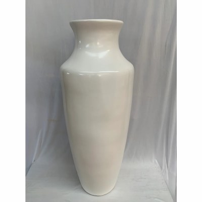 44" Glossy White Ceramic Vase