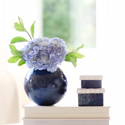 5" Blue Capiz Shell Decorative Ball Vase
