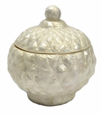 4" Round White Capiz Box