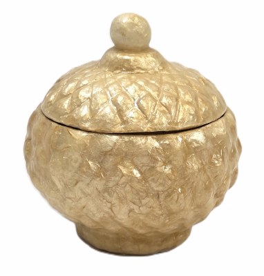 4" Round Gold Capiz Box