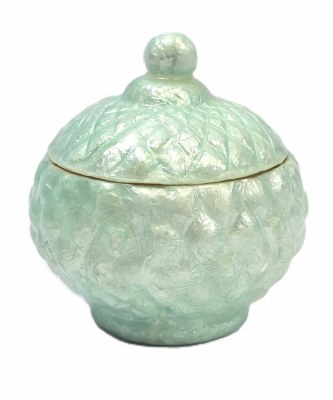 4" Round Blue Capiz Box