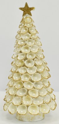 8" White and Gold Pearl and Shell Tree
