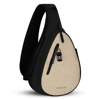 18" Beige and Black Esprit Anti-Theft Travel Sling Bag