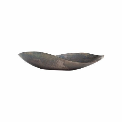 17" Iridescent and Silver Metal Oval Tray