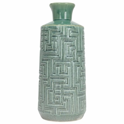 16" Green Maze Ceramic Vase