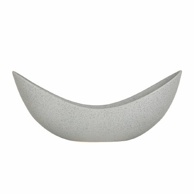 19" Gray Oval Ceramic Bowl