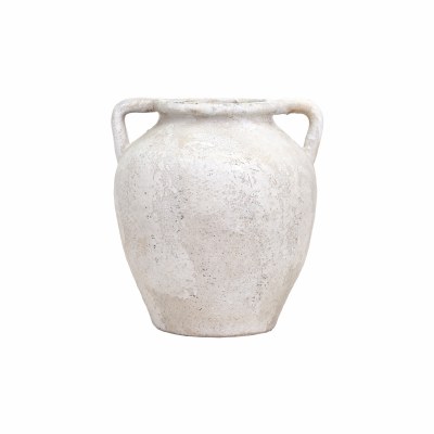 9" Beige Two Handle Ceramic Vase