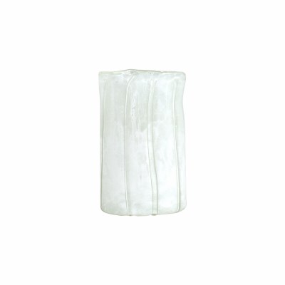 8" White Lines Glass Vase