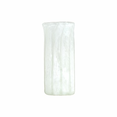 12" White Lines Glass Vase