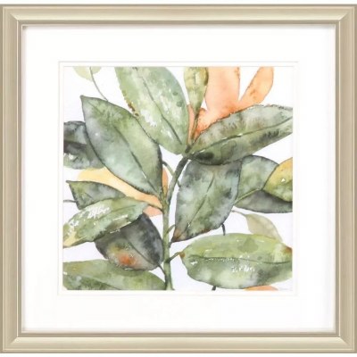 18" Sq Dense Green Leaves Framed Tropical Print Under Glass