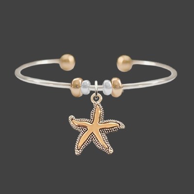 Silver and Gold Toned Starfish Cuff Bracelet