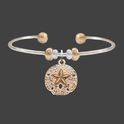 Silver and Gold Toned Sand Dollar Cuff Bracelet