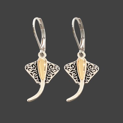 Silver and Gold Toned Stingray Earrings