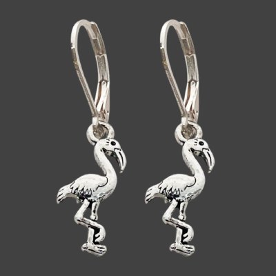 Silver Toned Flamingo Earrings
