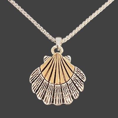 Silver and Gold Toned Scallop Shell Necklace