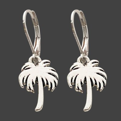 Silver Toned Palm Tree Earrings