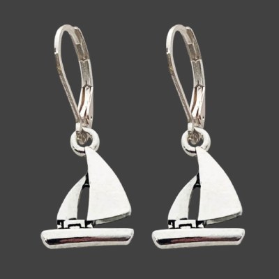 Silver Toned Sailboat Earrings