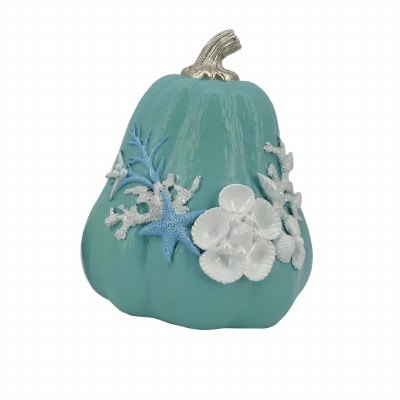 8" Blue Polyresin Pumpkin With Shells