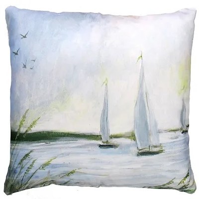 18" Sq Sailboats on the Horizon Decorative Pillow