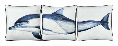 Set of Three 16" Sq Decorative Dolphin Pillows