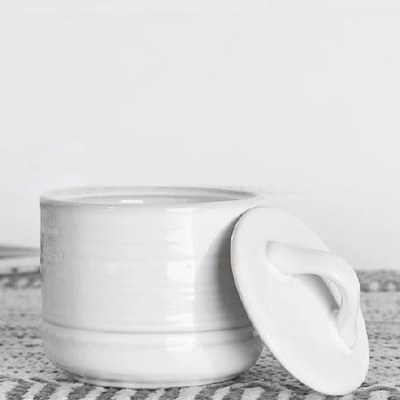 4' Round White Ceramic Jar With a Lid