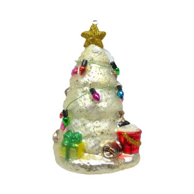 Sand Christmas Tree With Faux Lights Glass Ornament