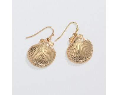 Gold Toned Scallop Shell Earrings