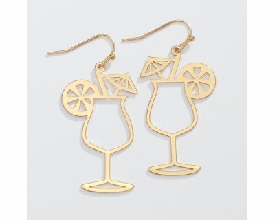 Gold Toned Tropical Drinks Earrings