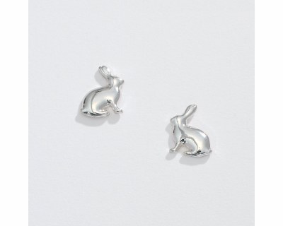 Silver Toned Bunny Post Earrings