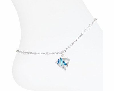 Silver Toned and Blue Anglefish Anklet